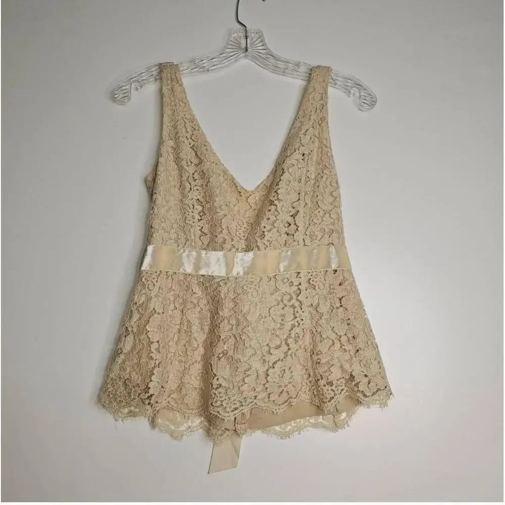 3 X 25 J.Crew Womens Cream Lace V-Neck Sleeveless Tank Top Size 2